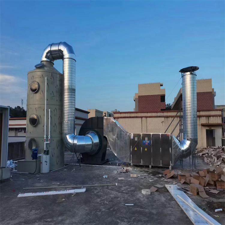 深圳宝安松岗喷淋塔安装厂家承接塑料厂车间排烟废气处理工程